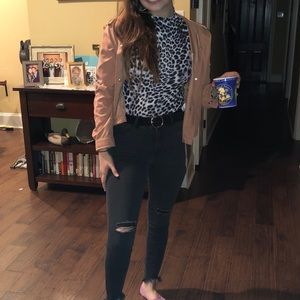 black semi-faded distressed jeans!